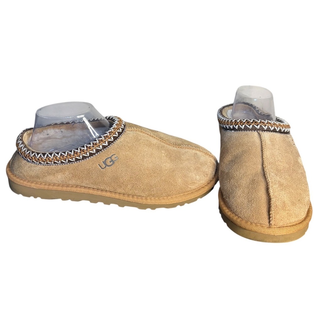 UGG Chestnut Tasman Suede Slippers Braided Trim Women's Size 8